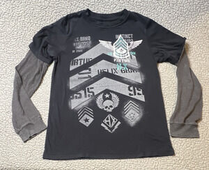 Helix Long Sleeve Shirt Big Boys Size Large Black & Gray